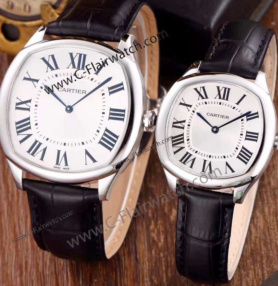 Japan Grade Fake Drive De Cartier Watch SS Black Strap